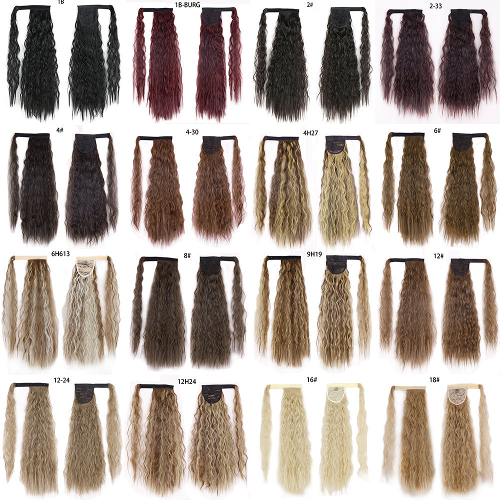 Ponytail Wig Water Wave Velcro Banding Chemical Fiber High Temperature Silk