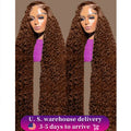 Chocolate Brown Water Wave Curly Wigs