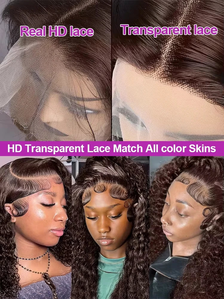 Chocolate Brown Water Wave Curly Wigs